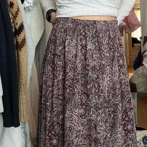 dark purple patterned fairycore hippie midi skirt size xs